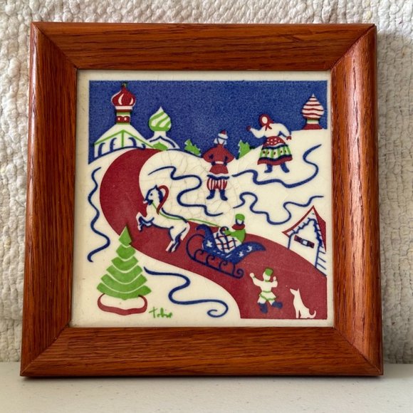 RARE - Mosaic Tile Co. - Made in USA vintage Russian Village Winter art … - Picture 6 of 6